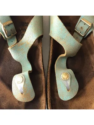 Birkenstock Gizeh Thong Sandals Washed Metallic Aqua 39 Women's Size 8 thumbnail 3