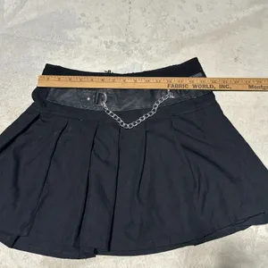 Royal Bones Black Chain Pleated Mini Skirt Punk Goth Y2K Emo Grunge Alt SZ M thumbnail 6