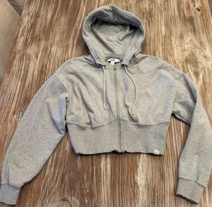 JoyLab Cropped Light Gray Zip-Up Hoodie, Size Small thumbnail 1