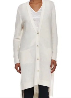 Vince 100% cashmere beautiful off white ribbed long cardigan thumbnail 2