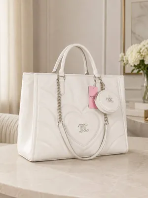 Juicy Couture Only You XL Quilted Tote Bag Set Ivory NWT thumbnail 5