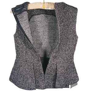 Derek Lam Silk Alpaca Tweed Peplum Top Womens 4 Gray Career Work Academia Office thumbnail 4