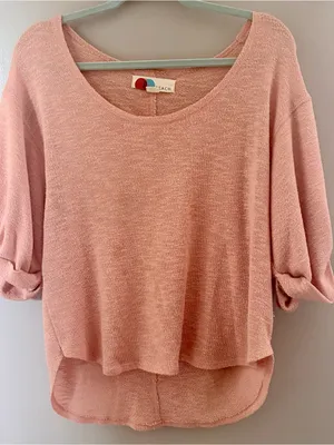 Free People Beach Peach Knit Dolman Sleeve Top Medium thumbnail 1