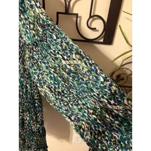 Easel Los Angeles Green Blue Abstract Print Tiered Babydoll Mini Dress Large thumbnail 5