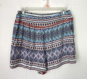 Maurices Elastic Waist Printed Pull On Soft Shorts Geometric Boho ~ Size M thumbnail 1
