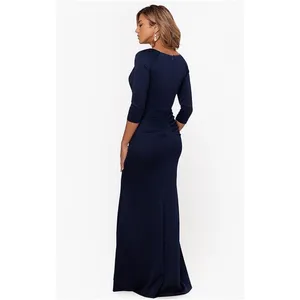 NEW XSCAPE Evening Long Gown Navy Blue Ruffle Formal Dress Elegant Womens Sz 10 thumbnail 2