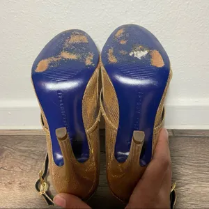 Rebecca Minkoff Penny Heels Mary Janes Scalloped Croc Embossed Gold 6.5 thumbnail 6