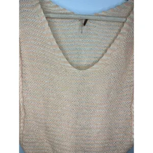 Free People Peach Striped Ballet Oversized Sweater Size XS Linen Wool Blend thumbnail 2
