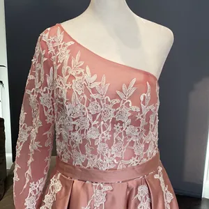 Women’s Dusty Pink One Shoulder Full Length Prom Party Dress Size M **READ** thumbnail 2