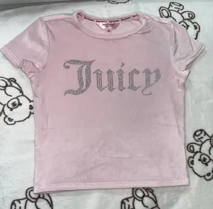 Pink Juicy Couture baby tee with rhinestone logo #y2kfashion #kidcore Soft Velvety Material Size XS Never Worn thumbnail 2