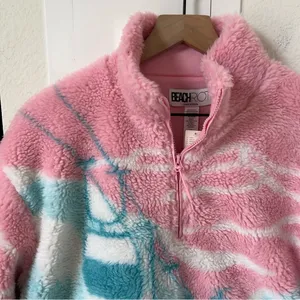 NWT Anthropologie Beach Riot Leona Slopes Fleece Sherpa Pullover in Pink thumbnail 4