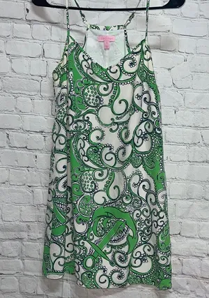 Lilly Pulitzer Green & White Paisley Dress Size XS thumbnail 1