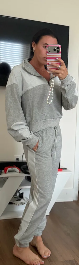 Sweatpants and Quarterzip Set Gray thumbnail 2