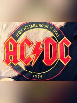 ac/dc high voltage rock ‘n’ roll 1976 Crop shirt Black Yellow Tee thumbnail 3