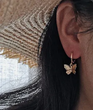 Free People 14k Gold Butterfly Earrings thumbnail 1