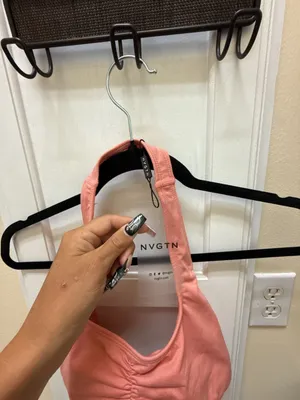 NVGTN Women's Ruched Halter Sports Bralette in Coral/Pink thumbnail 2