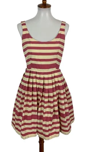 Anthropologie Corey Lynn Calter Dress 6‎ Fit Flare Striped Sleeveless Retro thumbnail 1