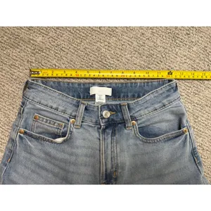H&M Women Light Wash High Waist Wide Leg Raw Hem Jeans Size 2 US 34 EUR‎ thumbnail 7
