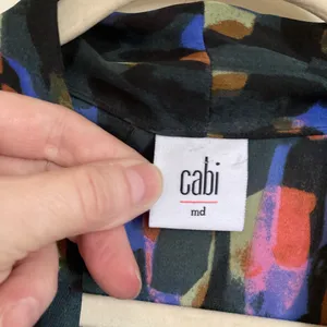 *CAbi Flaunt Faux Wrap Black Multicolor Abstract Pattern Tank Blouse #Gr thumbnail 3