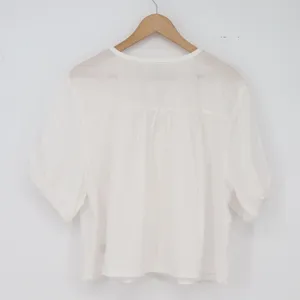 Old Navy Blouse Womens XL Boho Peasant White Beaded Puff Sleeve Excellent thumbnail 4