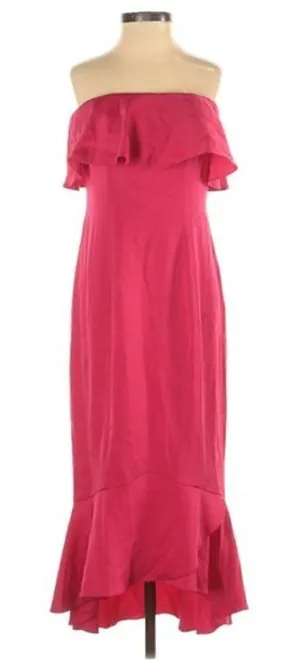 Shoshanna Dress 0 Essie Ruffle Midi Flounce Pink thumbnail 1
