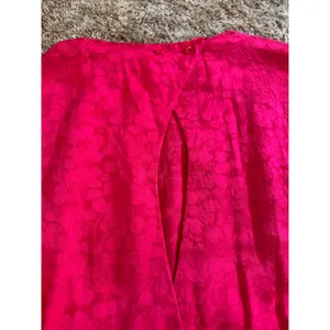 Vintage 1980s Argenti 100% Pure Silk Peplum Dress Tomato Red Jacquard Keyhole thumbnail 6