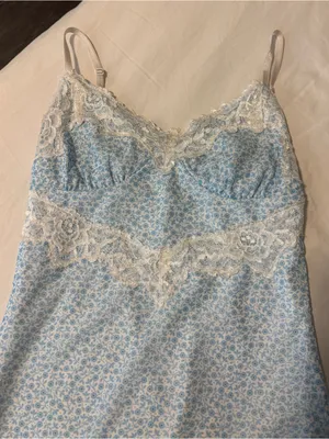 Tiger Mist Blue Floral Lace Trim Slip thumbnail 1