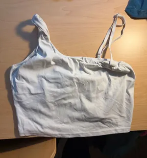 OFFLINE by Aerie Real Me XTRA Asymmetrical Sports Bra Crop Top Size Large White thumbnail 1