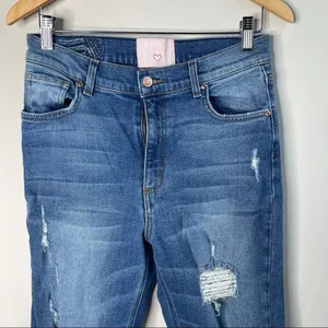 Revice Denim super high rise distressed‎ fray hem jeans thumbnail 5