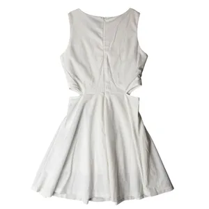 Belongsci Womens White Cut Out‎ Skater Dress Sleeveless Mini 8812# Size S NEW thumbnail 3