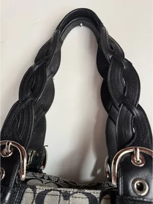 Coach Black  Grey Shoulder Bag Signature thumbnail 5
