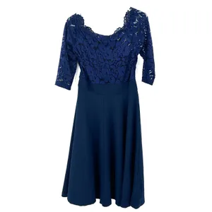 Miss May Size Large Dress Blue Round Neck‎ Gown 3/4 Sleeve Lace Formal Prom thumbnail 2