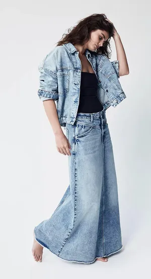 Free People Come As You Are Denim Maxi Skirt thumbnail 4