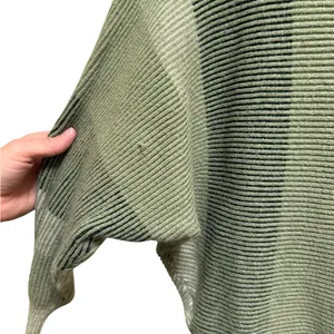 Philosophy Green Striped Drop Batwing Shoulder Viscose‎ Sweater Textured Sz M thumbnail 5