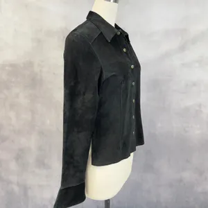 Vintage Westbury Leather Shirt Jacket Women M Black Suede Minimal Indie Edgy 90s thumbnail 3