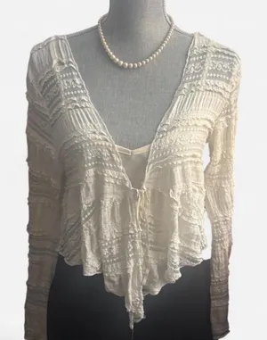 Princess Polly Cream Lace Bohemian Blouse thumbnail 1