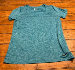 Nike Dri Fit Womens T Shirt Teal Heathered‎ Short Sleeve Athletic Top Size M thumbnail 1