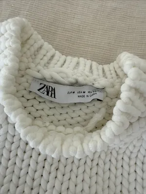 Zara White Chunky Knit Sleeveless Crop Top thumbnail 2