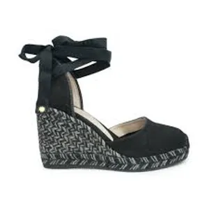 STUART WEITZMAN Marguerita Black Ankle Wrap Wedge Sandal Espadrille Shoes 5.5 36 thumbnail 2