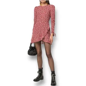 Reformation Lucita Red Floral Wrap Mini Dress Long Sleeve Autumn Wedding Gues‎ thumbnail 4