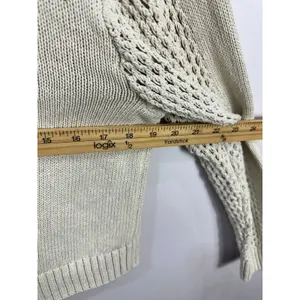 H&M Open Knit Collared Button Down Cardigan Womens Medium Ivory Tennis Prep‎ thumbnail 6
