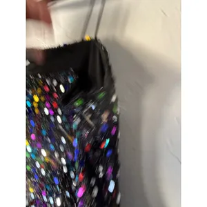 Bear Dance NWT Sparkly Sequin Mini Dress Spaghetti‎ Straps Blk Rainbow Party Clubwear Disco thumbnail 6