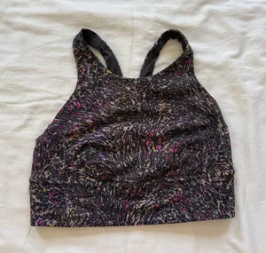 Lululemon Racerback‎ Sports Bra Size 8 Abstract Print Pink Black Yoga thumbnail 1