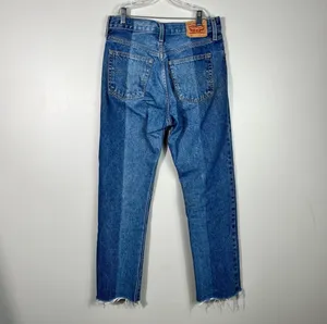 Levi's 501 Two-Tone Denim Straight Leg Button Fly Jeans 27x30 Raw Hem Rigid Jean thumbnail 4