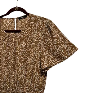 New..Fashion Dress XL Brown & White Floral Midi Dress thumbnail 4