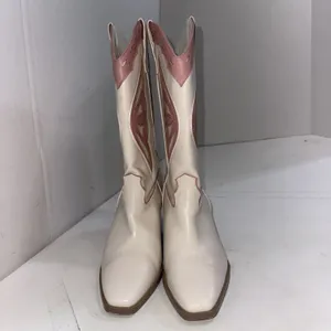 Billini Claire White Pink Equestrian Megan Moroney Concert Cowgirl Boots Size 10 thumbnail 3
