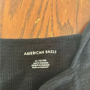 American Eagle Outfitters Ribbed Ruched Tank Top Black Size XL thumbnail 5
