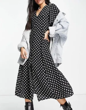 ASOS Design Polka Dot Maxi Dress thumbnail 1