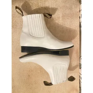 White Leather Chelsea Boots El Besserro 22.5 Boho Western Quiet Luxury‎ Cowgirl thumbnail 8