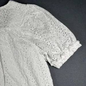 Draper‎ James Blouse Womens Medium White Eyelet Puff Sleeve V Neck Cotton Top thumbnail 14